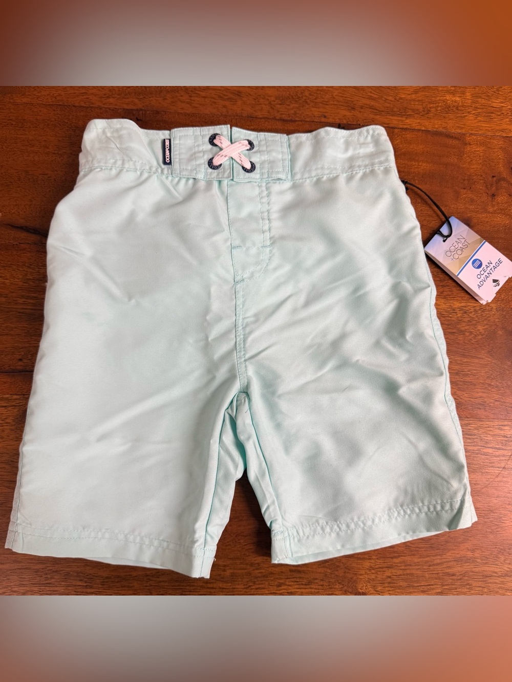 Brand New-Boy‘s Ocean+Coast Solid Light Aqua Swim Shorts